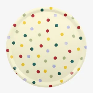 Polka Dot Birch Round Tray, 38cm napkin rings, dining placemats
