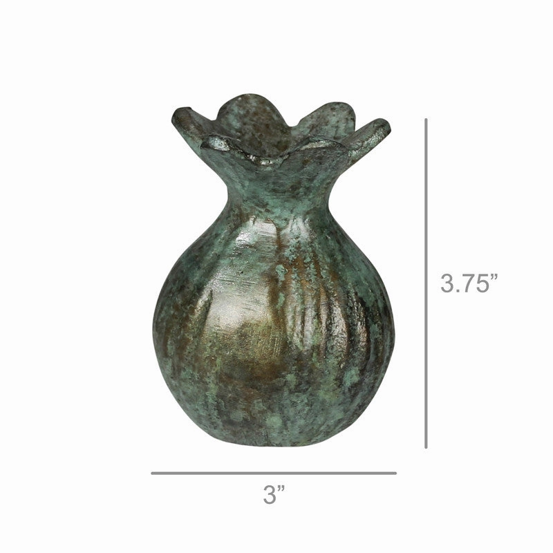 Poppy Pod Vase, Patina Metal