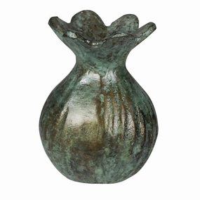 Poppy Pod Vase, Patina Metal Vase,Ceramic Vase
