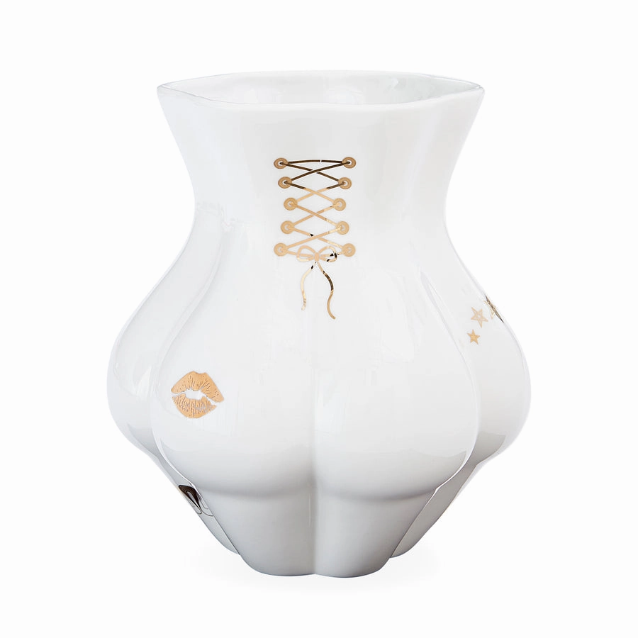 Porcelain Gilded Derrire Vase | Jonathan Adler Kiki Vase,Glass Vase