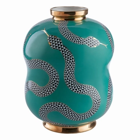 Porcelain Serpent Cinched Vase | Jonathan Adler Eden Vase,Glass Vase