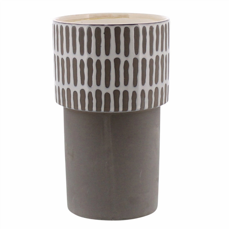 Portman Vase, Ceramic - Tall - White Top w Slip Glaze Grey Btm Vase,Ceramic Vase