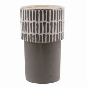 Portman Vase, Ceramic - Tall - White Top w Slip Glaze Grey Btm Vase,Ceramic Vase
