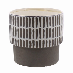 Portman Vase, Ceramic - Wide - White Top w Slip Glaze Grey Btm Vase,Ceramic Vase