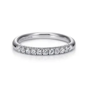 Portofino - 14K White Gold 11 Stone French Pave Diamond Wedding Band - 0.24 ct