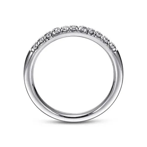 Portofino - 14K White Gold 11 Stone French Pave Diamond Wedding Band - 0.24 ct