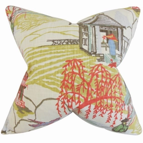 Praxis Geometric Euro Sham Coral pillowcases,cotton pillow covers,bed linen