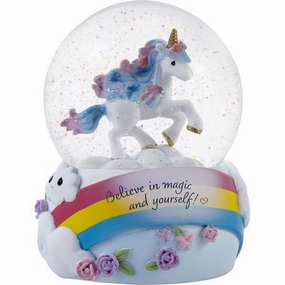 Precious Moments Believe In Magic Unicorn Musical Snow Globe Decorative Mirror,Home Decor Mirror