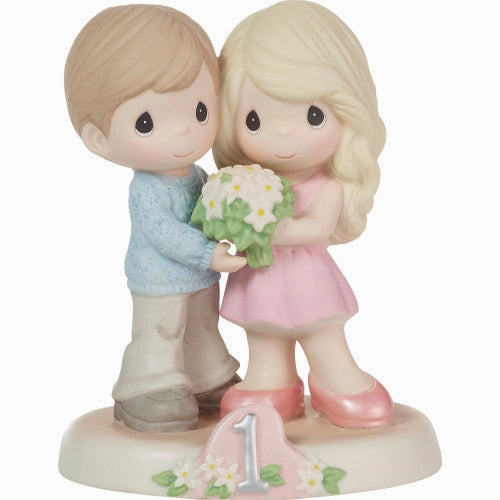 Precious Moments Couple Holding Orange Blossom Bouquet 1st Anniversary Figurine Decorative Mirror,Home Decor Mirror