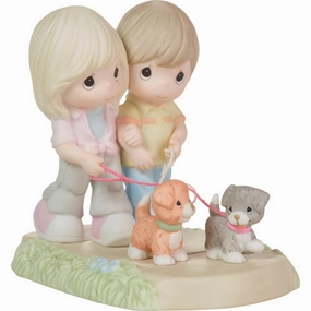 Precious Moments Couple Walking Dogs Together Figurine Decorative Mirror,Home Decor Mirror