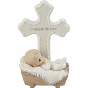 Precious Moments Cradled in His Love Boy Figurine with Cross Decorative Mirror,Home Decor Mirror