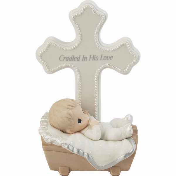 Precious Moments Cradled in His Love Boy Figurine with Cross Decorative Mirror,Home Decor Mirror