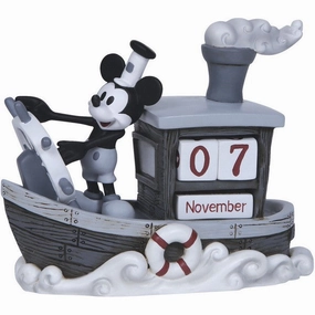 Precious Moments Disney Steamboat Willie Mickey Mouse Perpetual Calendar Figurine Decorative Mirror,Home Decor Mirror