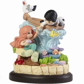 Precious Moments Disney The Little Mermaid Ariel and Eric Love Brings Our Worlds Together Resin Musical Decorative Mirror,Home Decor Mirror