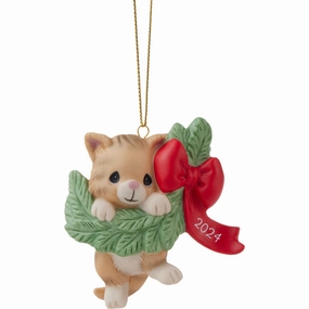 Precious Moments Hanging Out For The Holidays 2024 Dated Cat Ornament Decorative Mirror,Home Decor Mirror