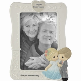 Precious Moments Happy Anniversary Photo Frame With Dressed Up Couple Love You More Each Day Decorative Mirror,Home Decor Mirror