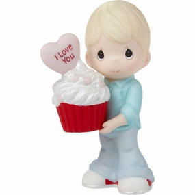 Precious Moments You Bake Me Happy Blonde Boy with I Love You Message and Cupcake Porcelain Figurine Decorative Mirror,Home Decor Mirror