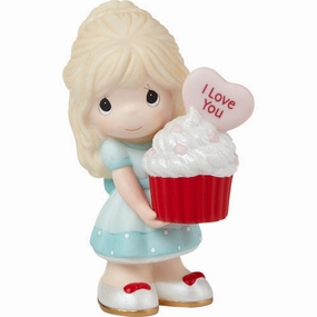 Precious Moments You Bake Me Happy Blonde Girl with I Love You Message and Cupcake Porcelain Figurine Decorative Mirror,Home Decor Mirror