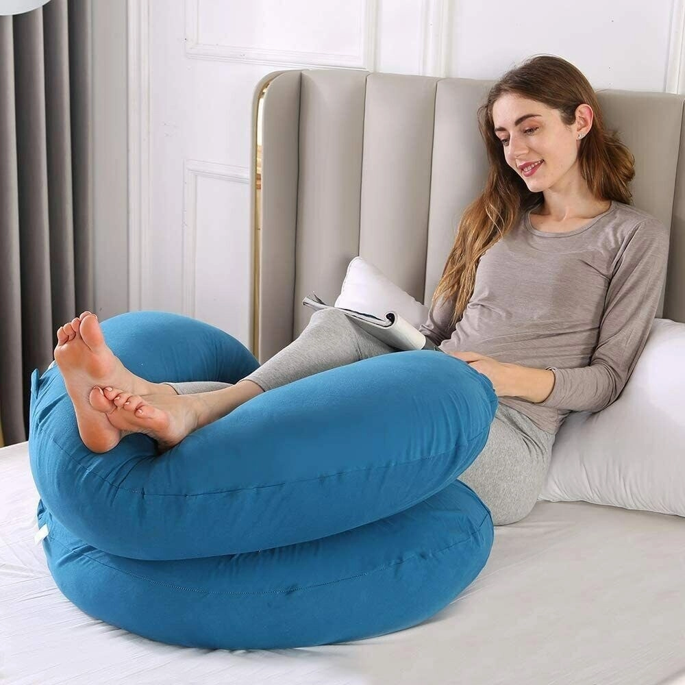 Pregnancy Pillow C Shaped Full Body Pillow 52" Maternity Pillow Support Body - Lightblue