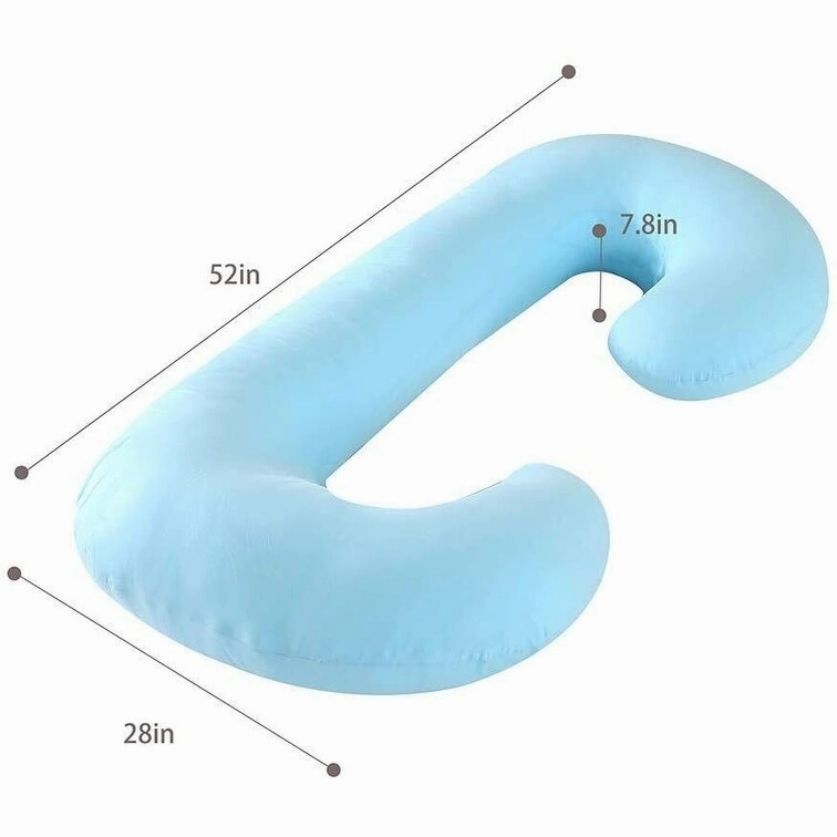 Pregnancy Pillow C Shaped Full Body Pillow 52" Maternity Pillow Support Body - Lightblue