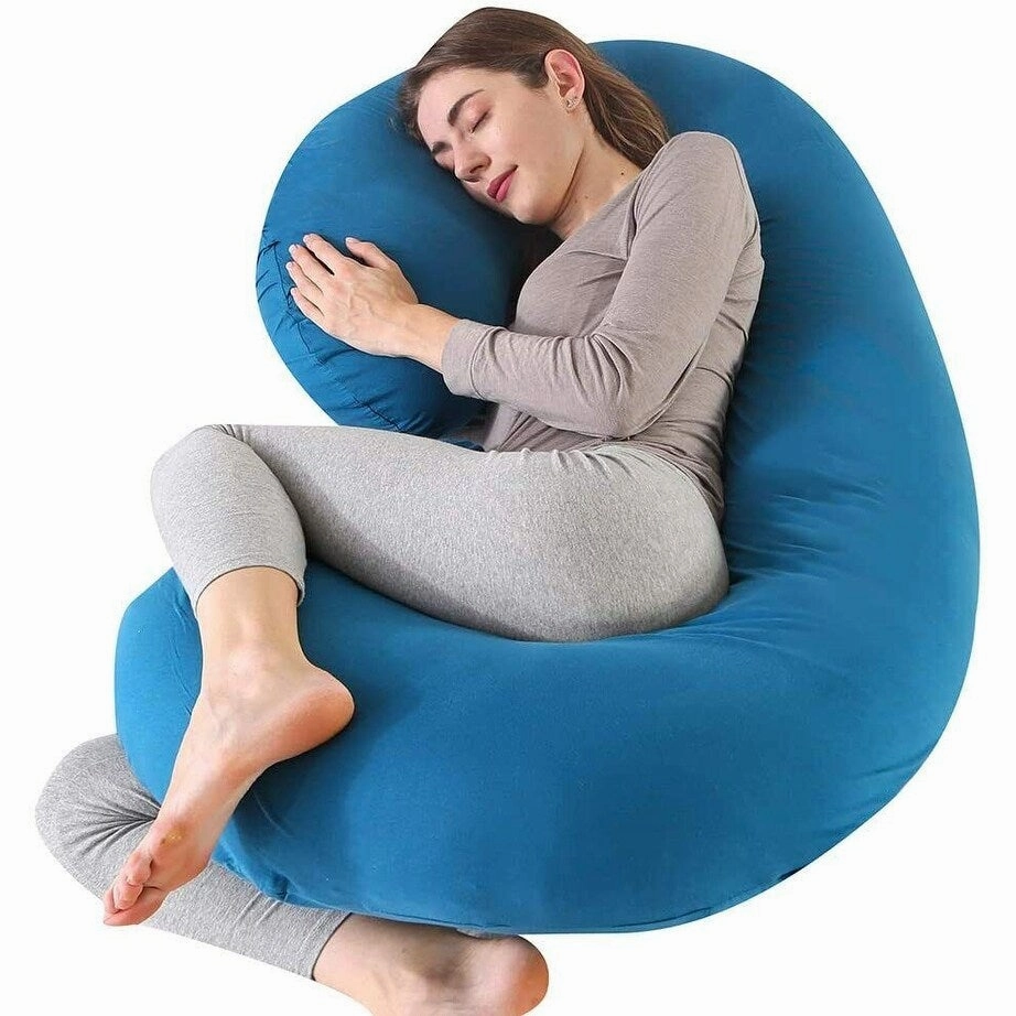 Pregnancy Pillow C Shaped Full Body Pillow 52" Maternity Pillow Support Body - Lightblue