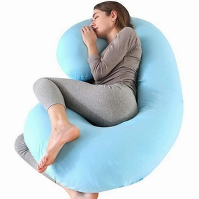 Pregnancy Pillow C Shaped Full Body Pillow 52" Maternity Pillow Support Body - Lightblue pillows,bed pillow,sleeping cushion