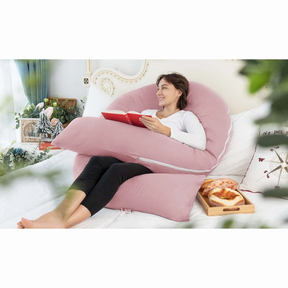 Pregnancy Pillow, Cooling Silky Pregnancy Pillows, 65" U Shaped Full Body Maternity Pillow, with Washable Jersey Cotton Cover