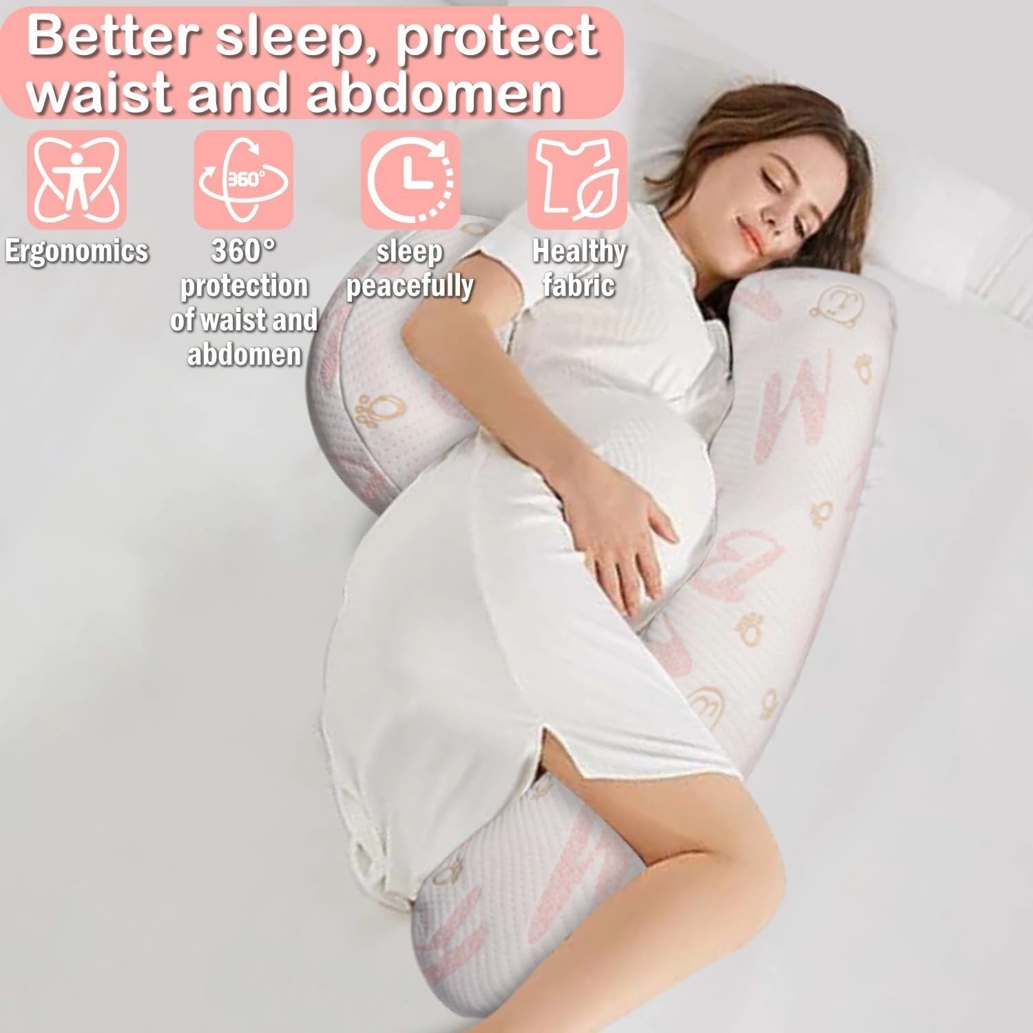 Pregnancy Pillow for Pregnant Women,Maternity Pillow with Detachable & Adjustable Pillow Cover,Pregnancy Body Pillow Support Leg