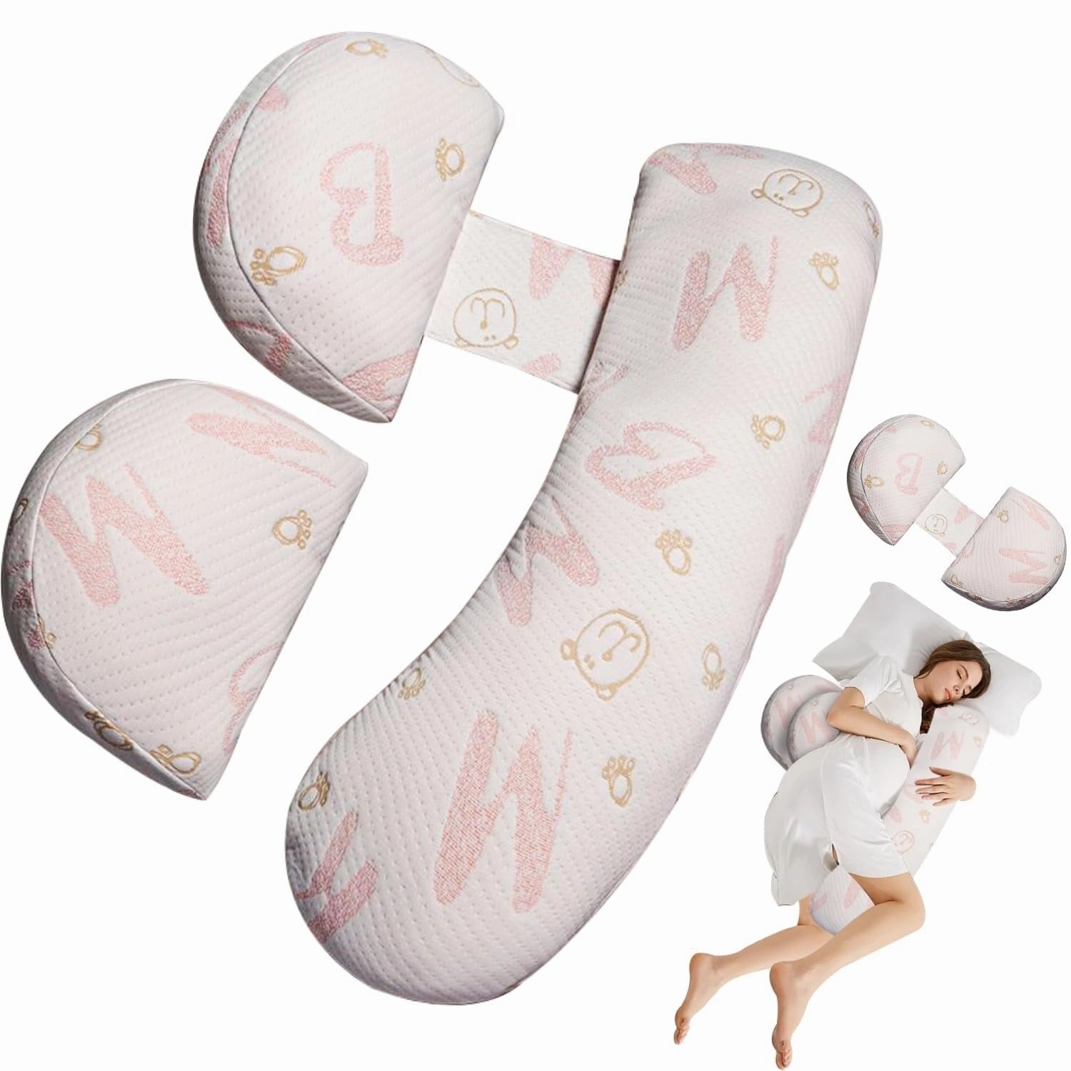 Pregnancy Pillow for Pregnant Women,Maternity Pillow with Detachable & Adjustable Pillow Cover,Pregnancy Body Pillow Support Leg pillows,bed pillow,sleeping cushion