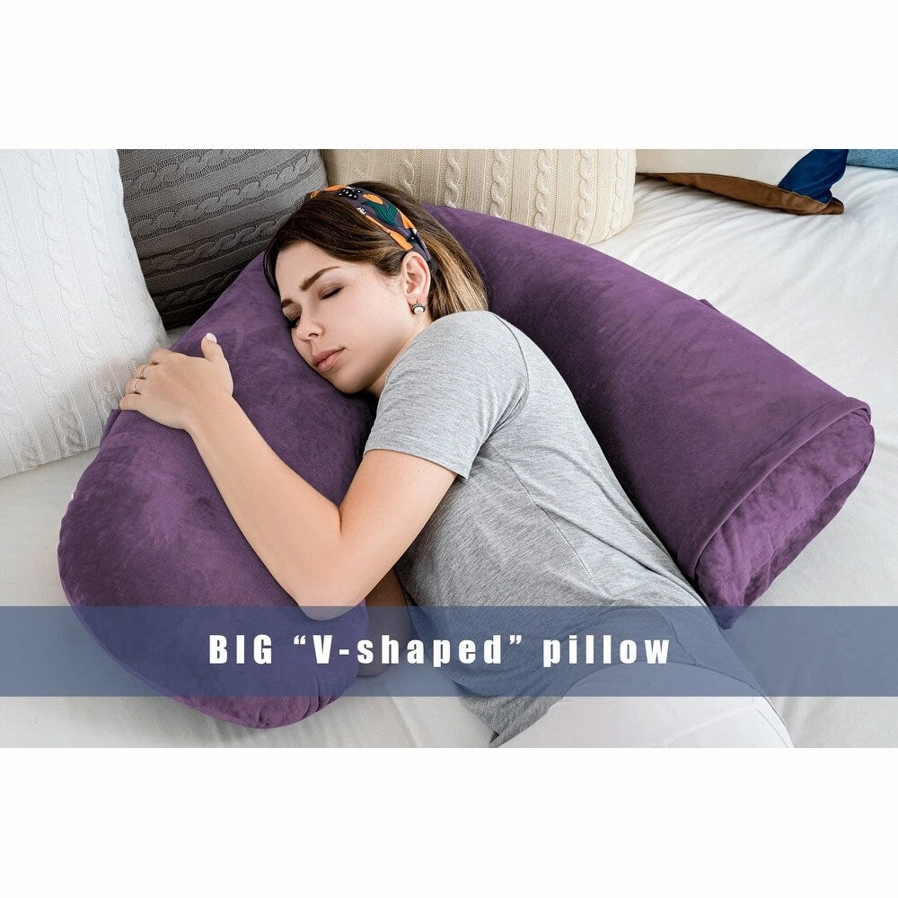 Pregnancy Pillow for Sleeping, L Shaped Body Pillow for Side Sleeping, Detachable Pregnancy Pillow with Full Body Support