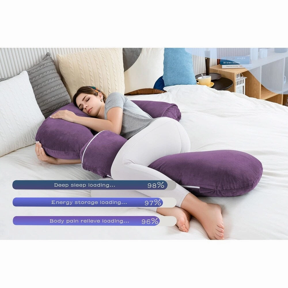 Pregnancy Pillow for Sleeping, L Shaped Body Pillow for Side Sleeping, Detachable Pregnancy Pillow with Full Body Support