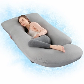 Pregnancy Pillow with Cooling Cover, Side J Type Full-Body Pillow for Back, Legs and Belly Support, Comfortable Cooling Cover pillows,bed pillow,sleeping cushion