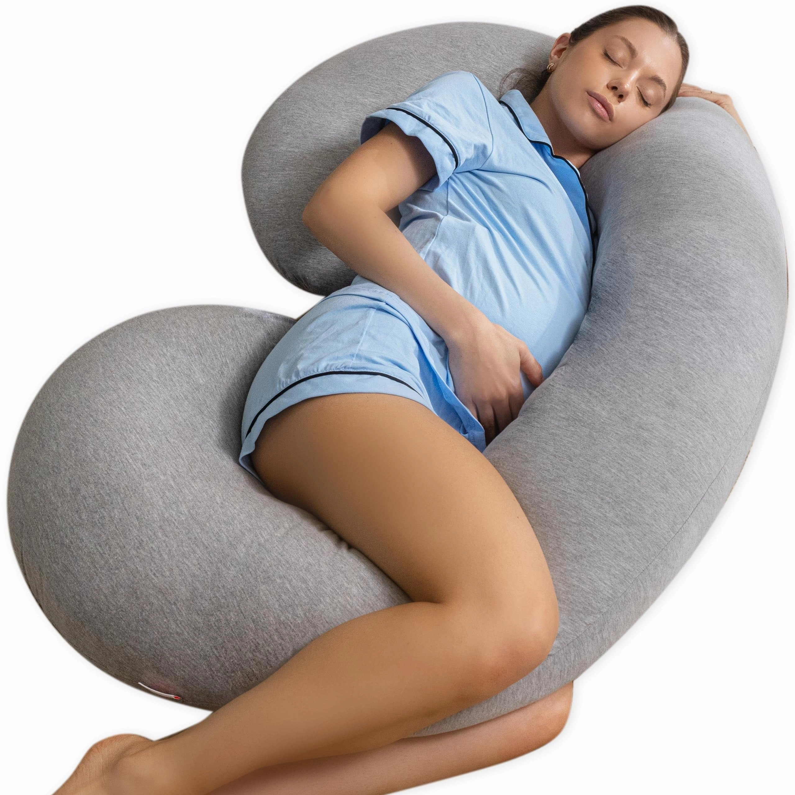 Pregnancy Pillows,C-Shape Full Body Pillow Jersey Cover Grey Pregnancy Pillows for Sleeping Body Pillows for Adults pillows,bed pillow,sleeping cushion