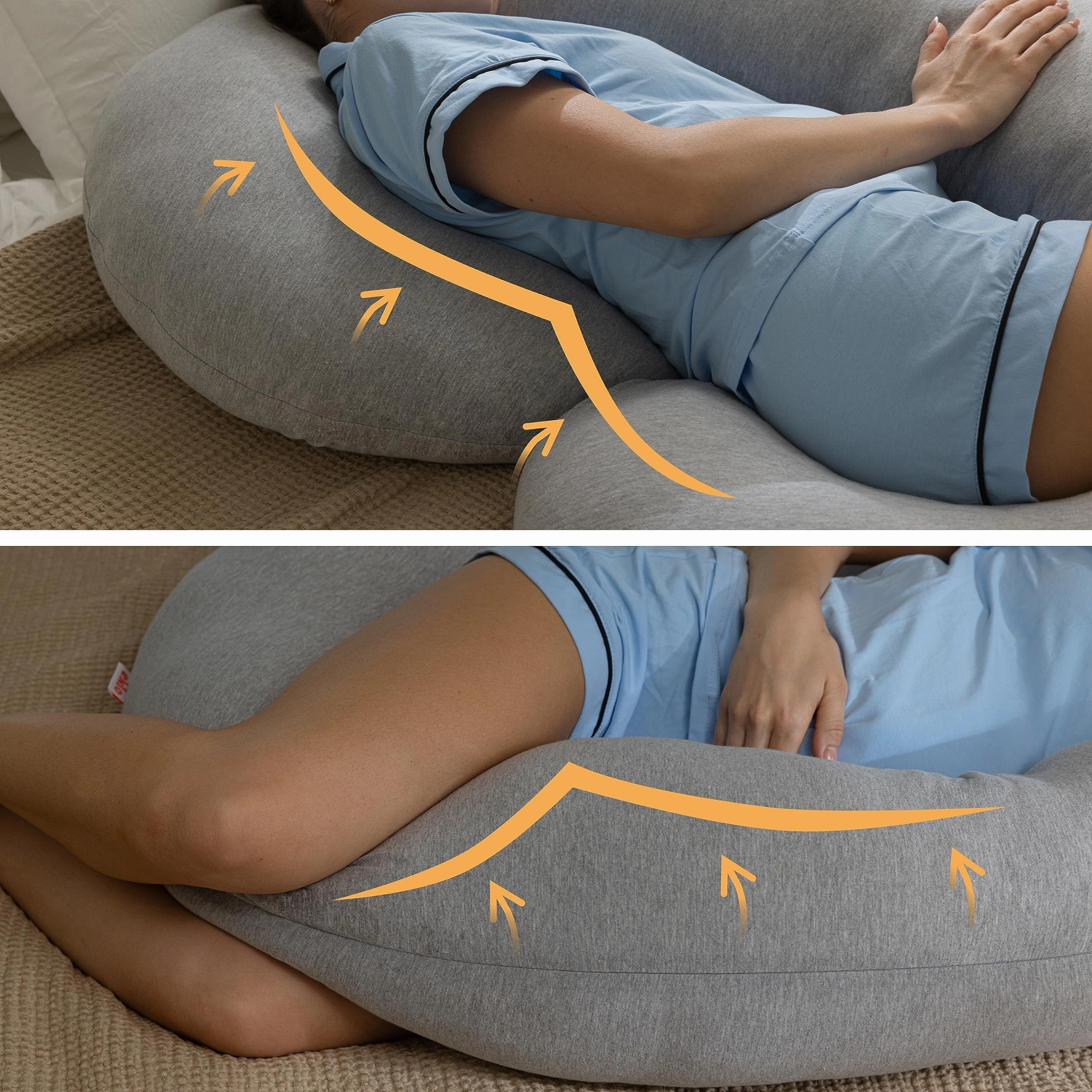 Pregnancy Pillows,C-Shape Full Body Pillow Jersey Cover Grey Pregnancy Pillows for Sleeping Body Pillows for Adults