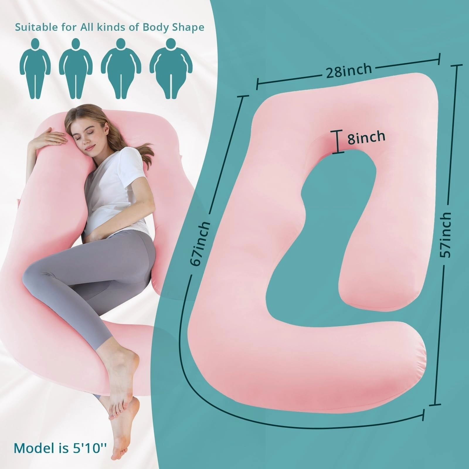Pregnancy Pillows, U Shaped Body Pillow Pregnancy Must Haves, Maternity Pillow, 59'' Full Pregnant Pillow with Removable Cover