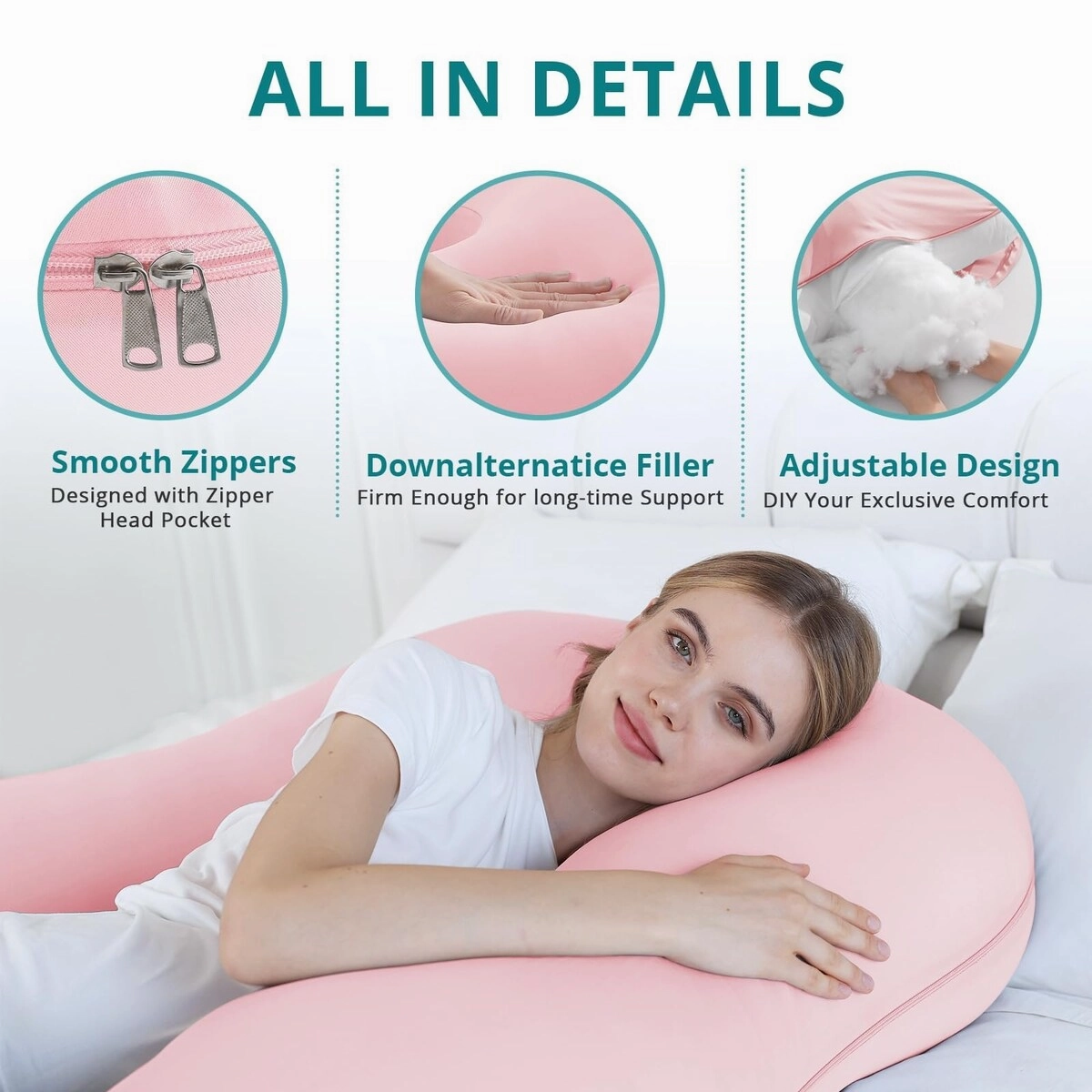Pregnancy Pillows, U Shaped Body Pillow Pregnancy Must Haves, Maternity Pillow, 60'' Full Pregnant Pillow with Removable Cover