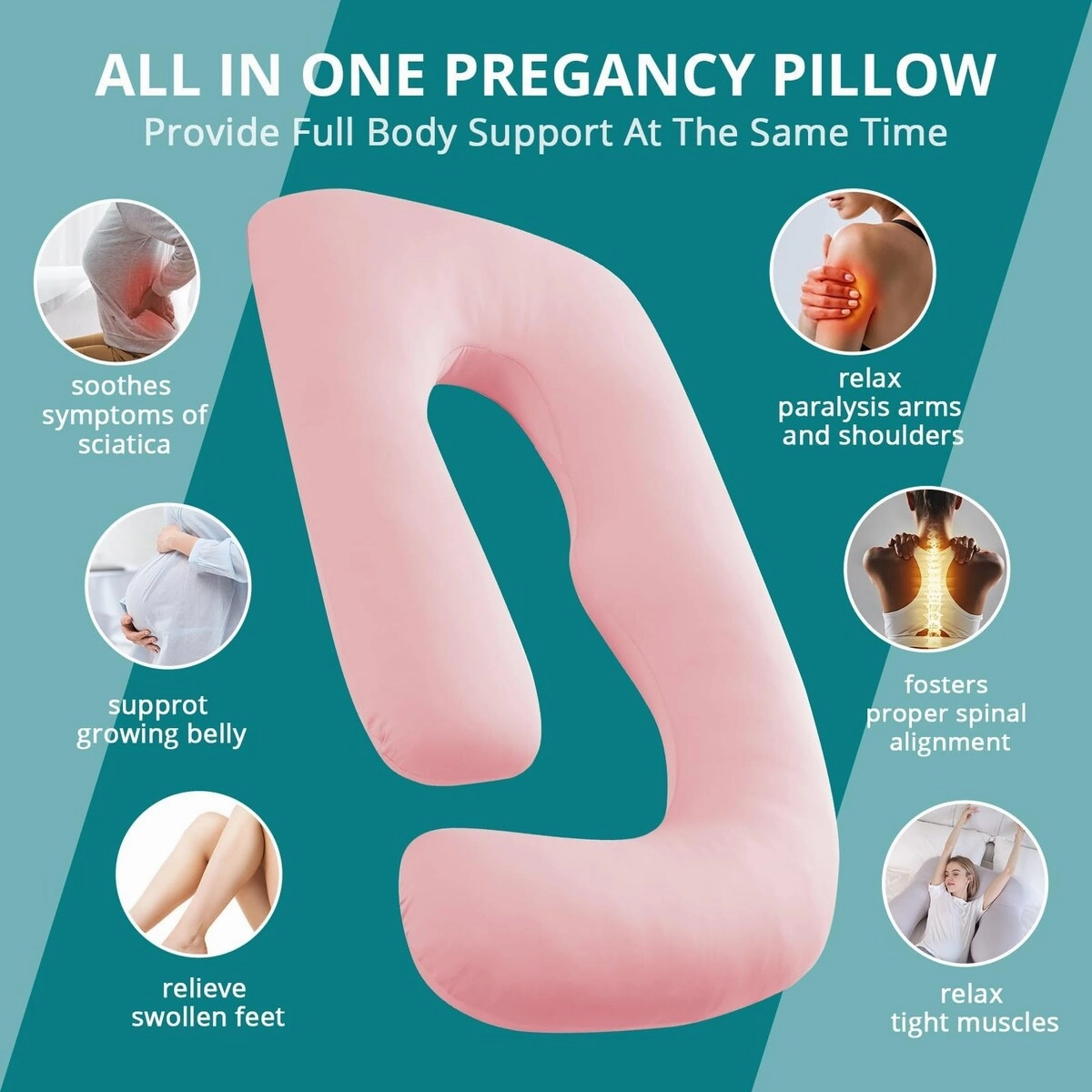 Pregnancy Pillows, U Shaped Body Pillow Pregnancy Must Haves, Maternity Pillow, 60'' Full Pregnant Pillow with Removable Cover