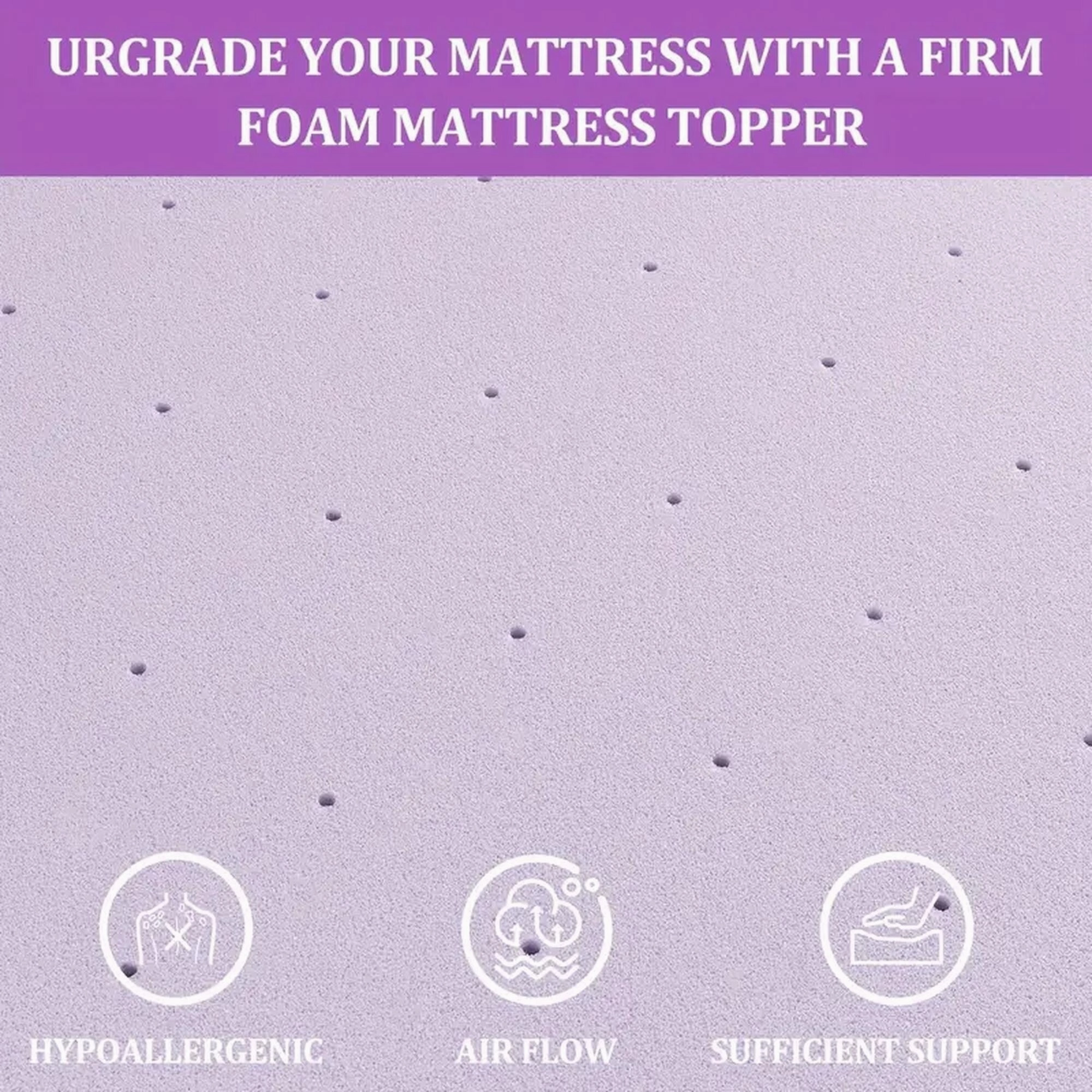 Premium Firm Memory Foam Mattress Topper With Ventilated Design