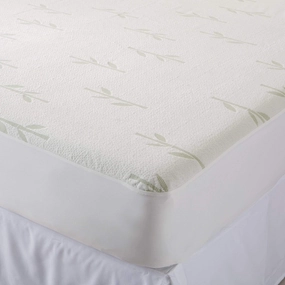 Premium Noiseless Waterproof Bamboo Mattress Protector - Ivory mattress pads,mattress topper,bed protection