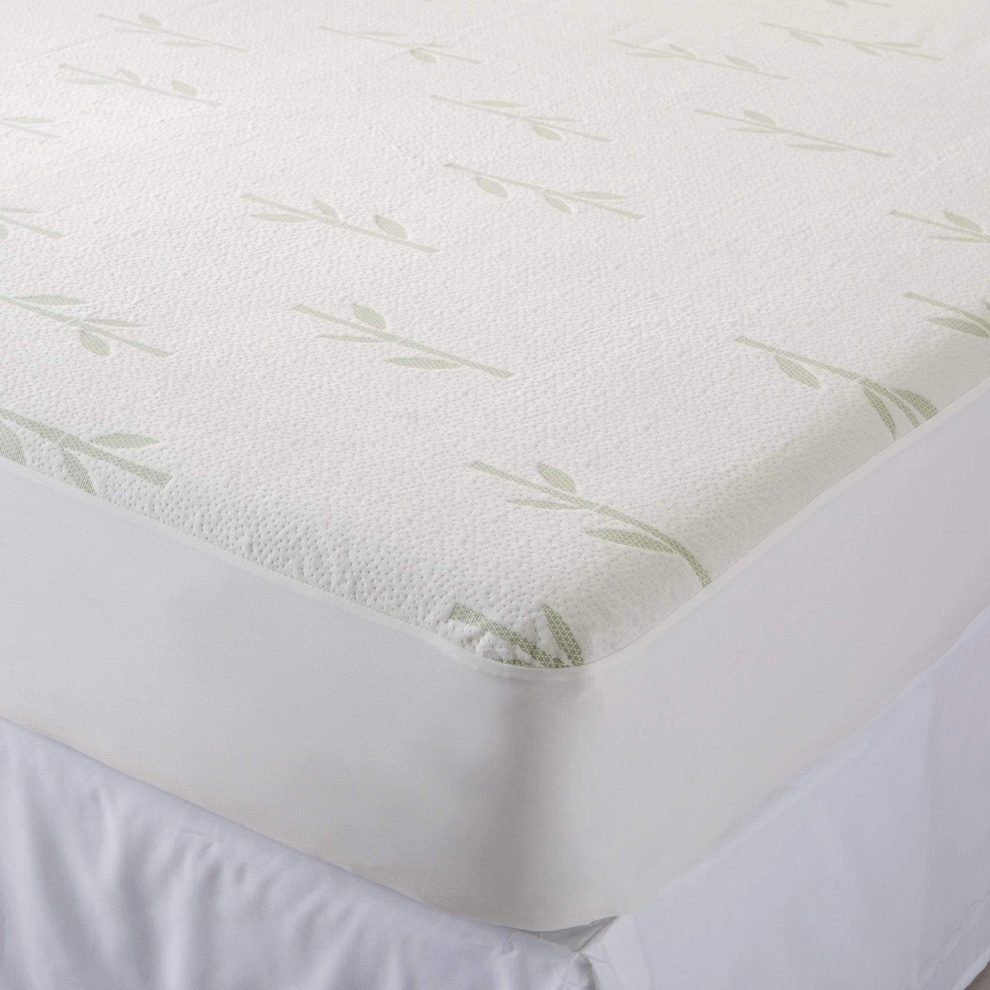 Premium Noiseless Waterproof Bamboo Mattress Protector - Ivory mattress pads,mattress topper,bed protection