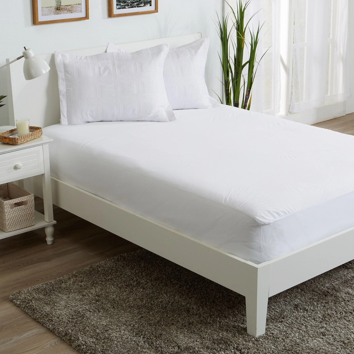 Premium Noiseless Waterproof Jersey Mattress Protector - White