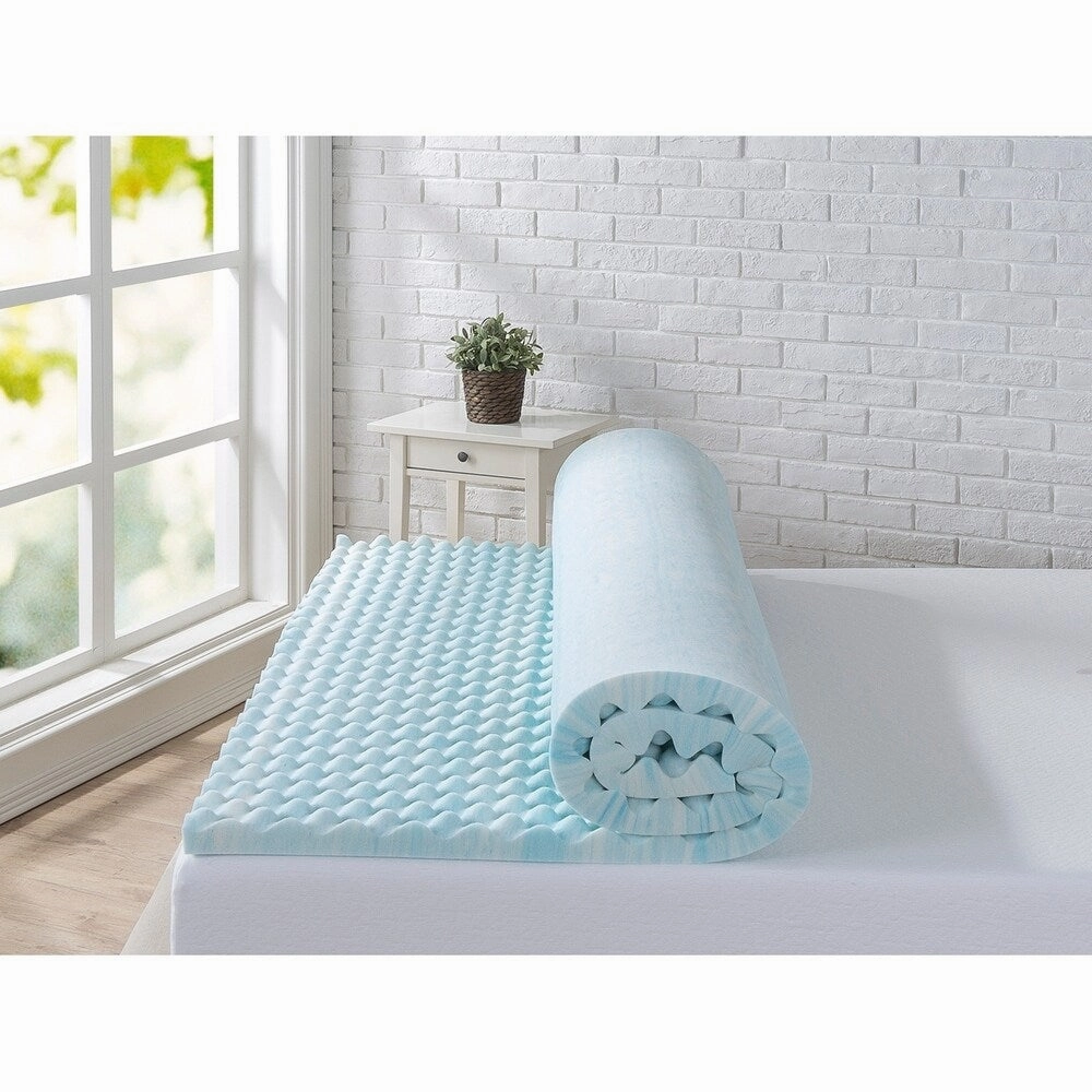 Priage 2" Twin Swirl Gel Memory Foam Mattress Topper