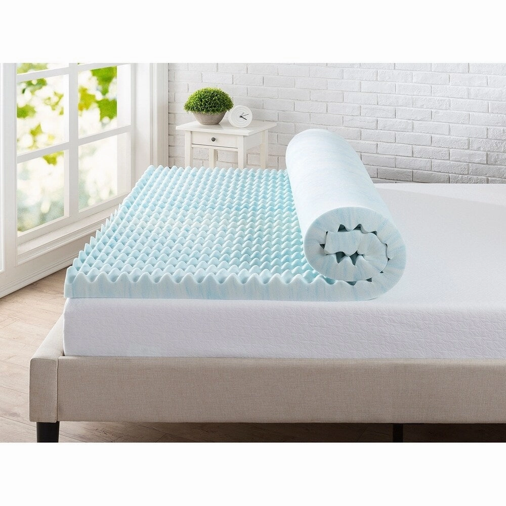 Priage 3" Twin Swirl Gel Memory Foam Mattress Topper