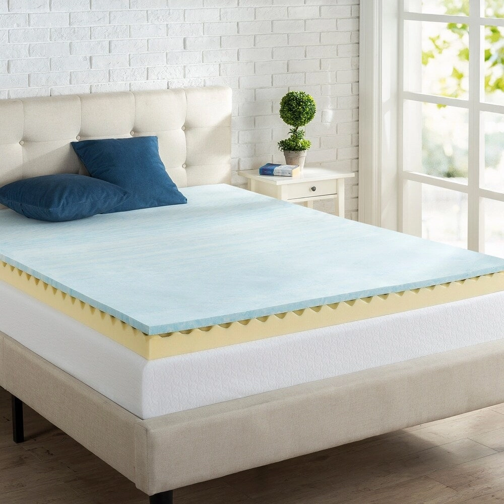 Priage 4" Full Swirl Gel Memory Foam Mattress Topper mattress pads,mattress topper,bed protection