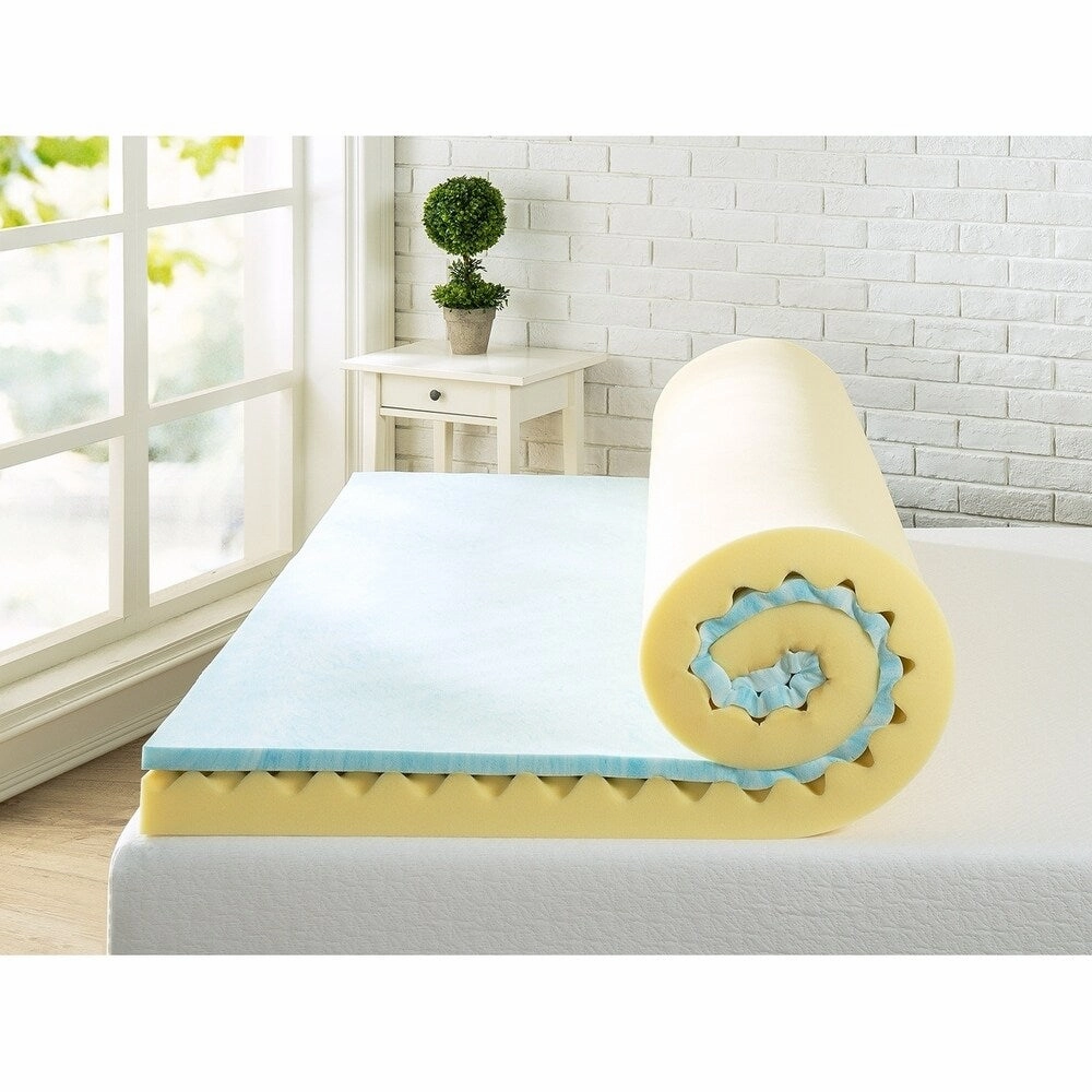 Priage 4" Full Swirl Gel Memory Foam Mattress Topper