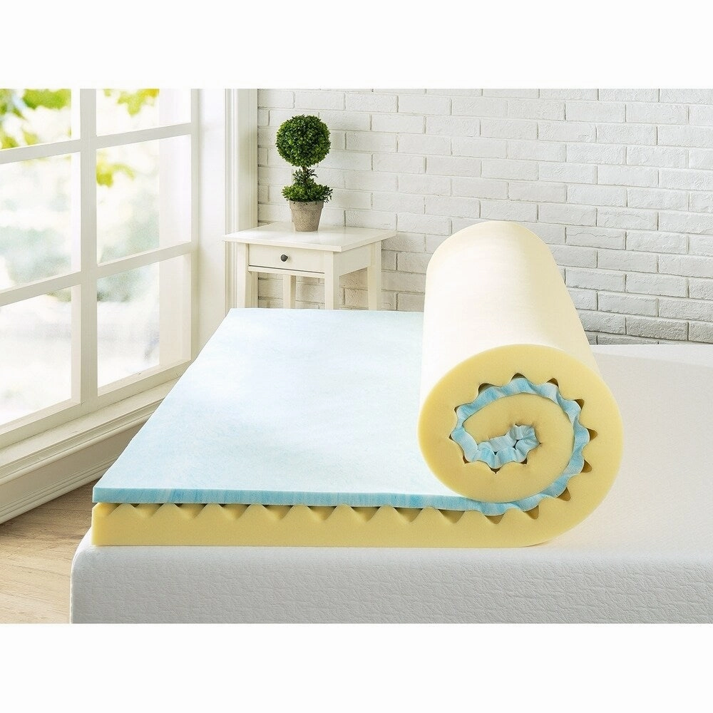 Priage 4" Twin Swirl Gel Memory Foam Mattress Topper