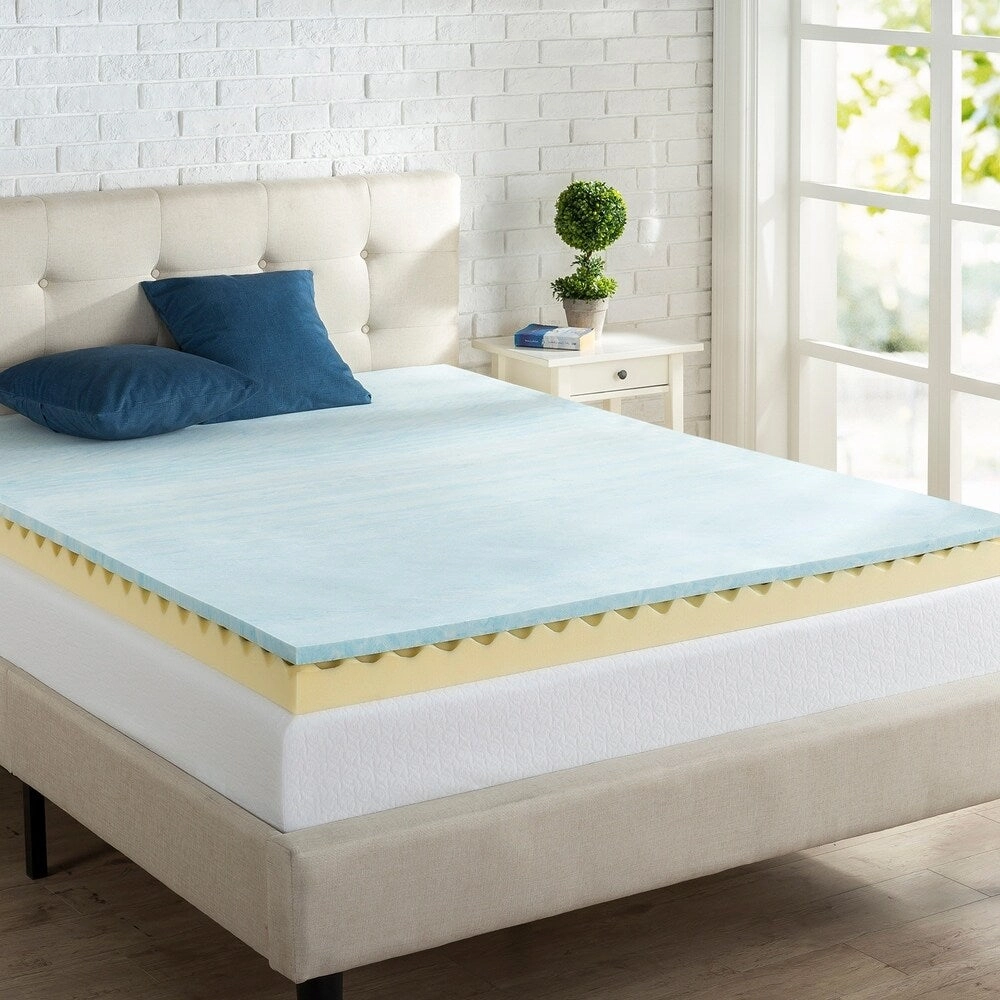 Priage 4" Twin Swirl Gel Memory Foam Mattress Topper mattress pads,mattress topper,bed protection