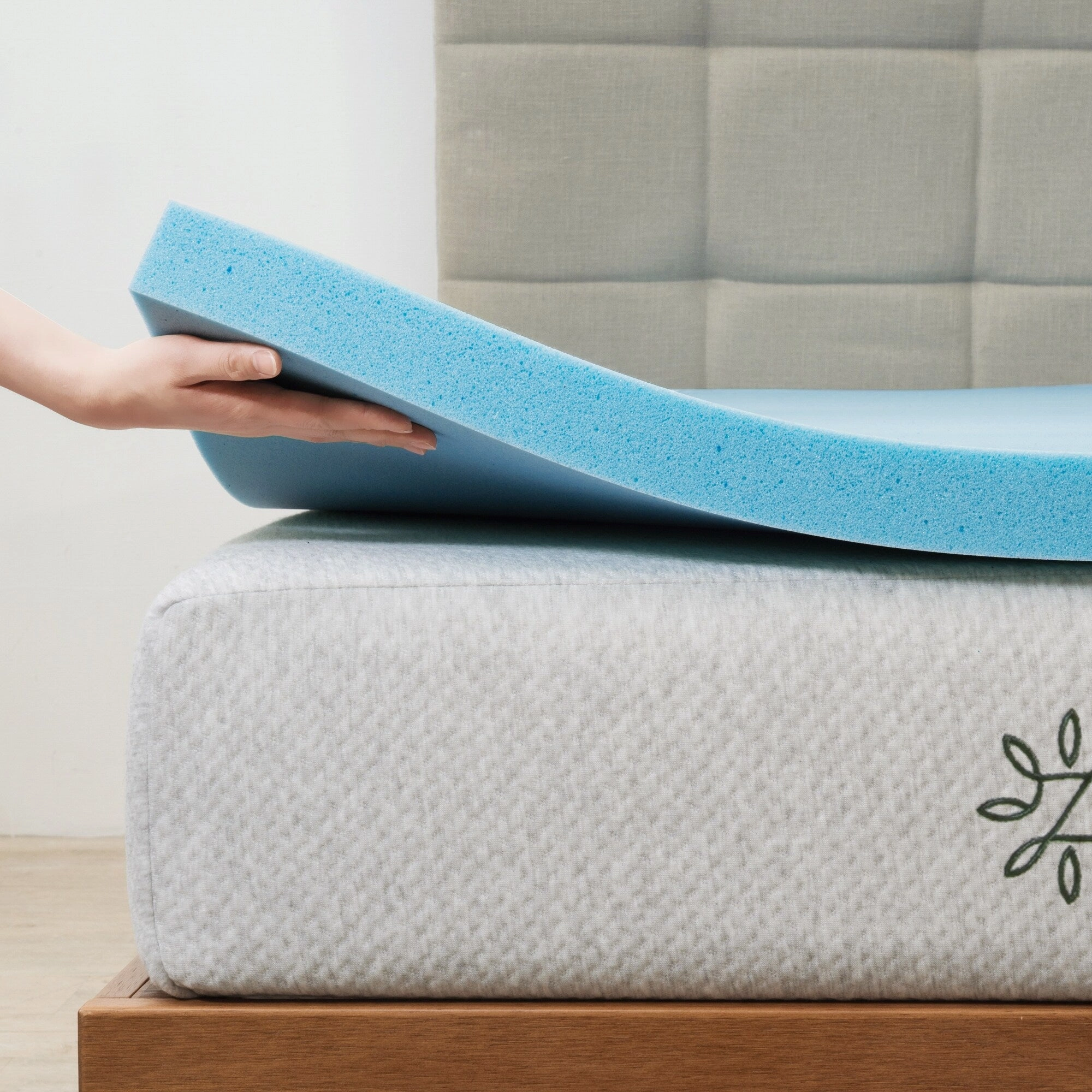 Priage by ZINUS 2 Inch Green Tea Cooling Gel Memory Foam Mattress Topper - Blue