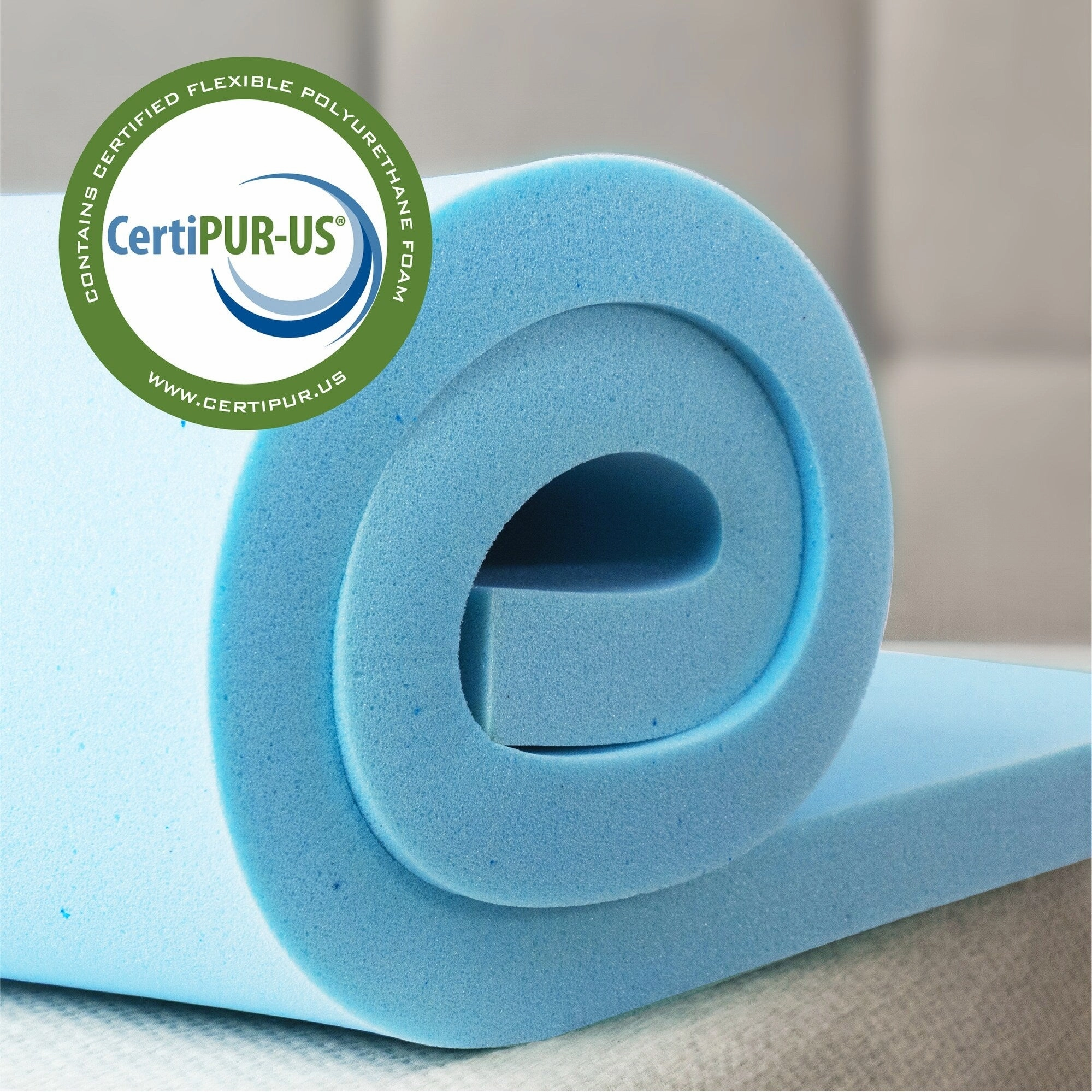 Priage by ZINUS 2 Inch Green Tea Cooling Gel Memory Foam Mattress Topper - Blue