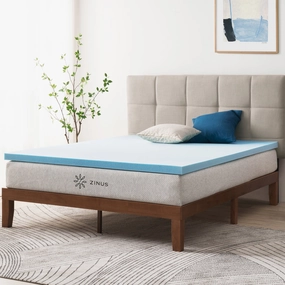 Priage by ZINUS 2 Inch Green Tea Cooling Gel Memory Foam Mattress Topper - Blue mattress pads,mattress topper,bed protection